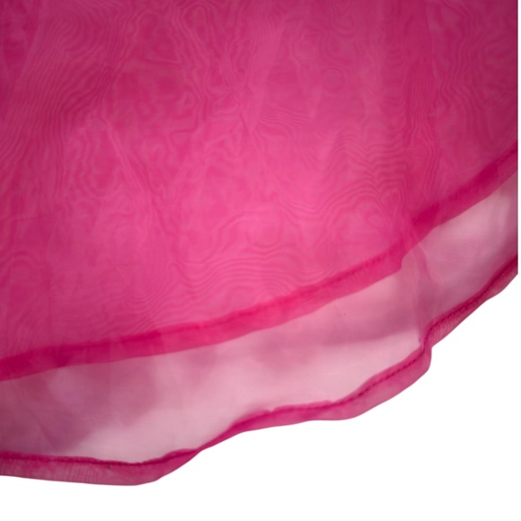 Nicole Miller NY Vibrant Fuchsia Pink Sheer Chiffon Organza Minimalist Chic M - Picture 4 of 10